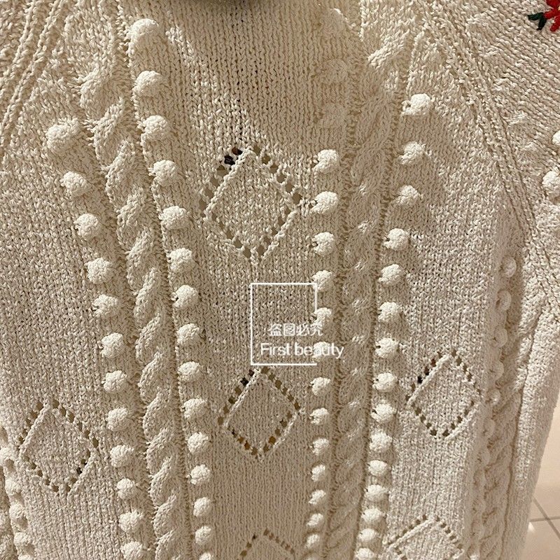 Áo Len dệt nữ ngắn tay thêu hoa hàng qccc