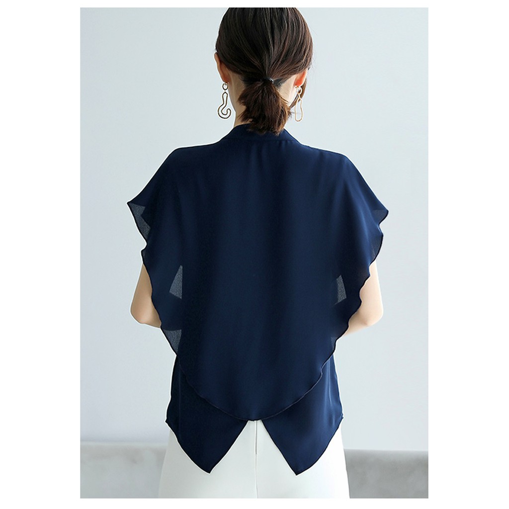 Áo Sơ Mi Nữ Công Sở kiểu Cổ Trụ, Cánh Dơi 2 Lớp | BigBuy360 - bigbuy360.vn