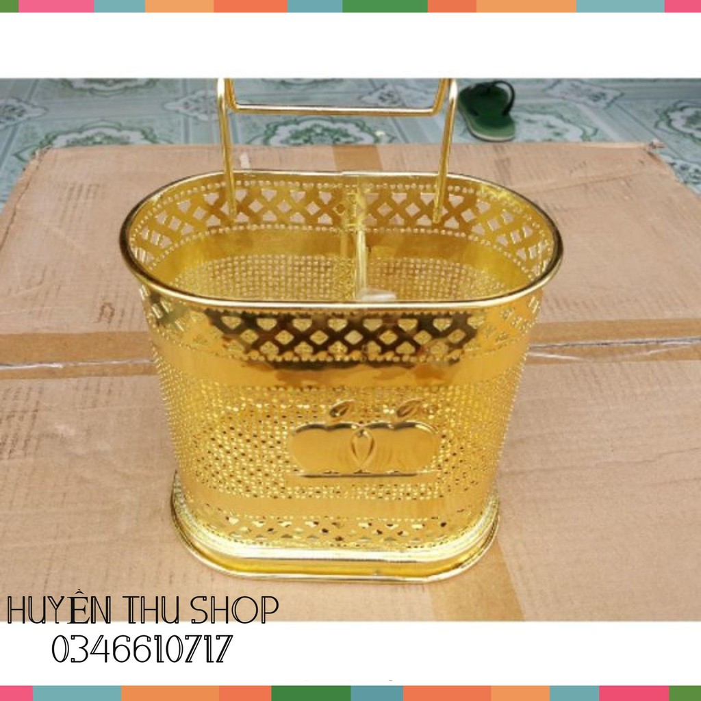 Giỏ đũa inox 2 ngăn mạ vàng