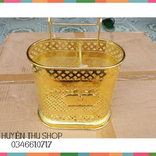 Giỏ đũa inox 2 ngăn mạ vàng