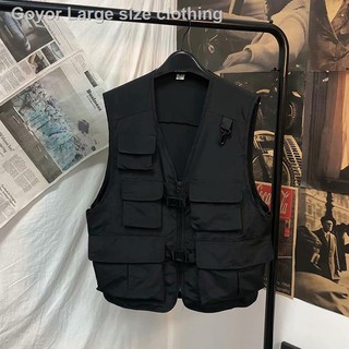 Áo khoác ghi lê phối túi đa năng phong cách Nhật Bản cho nam