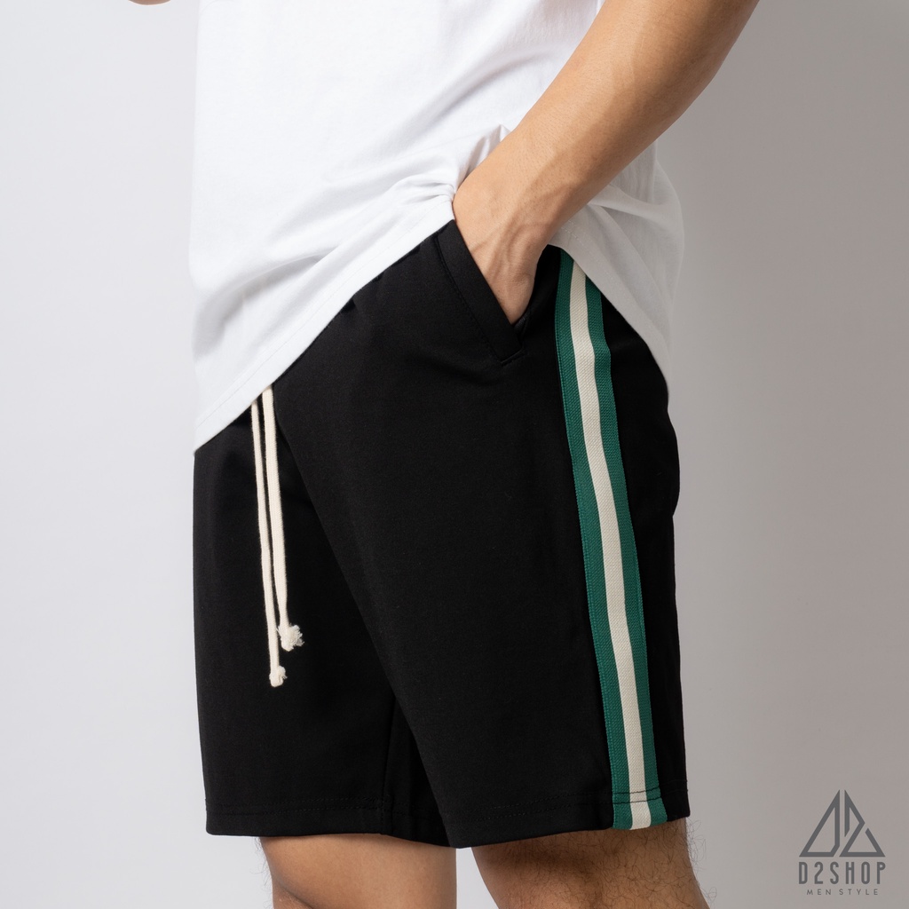 Quần short thun thể thao nam D2shop, Quần đùi nam phối sọc xanh [L250PS]