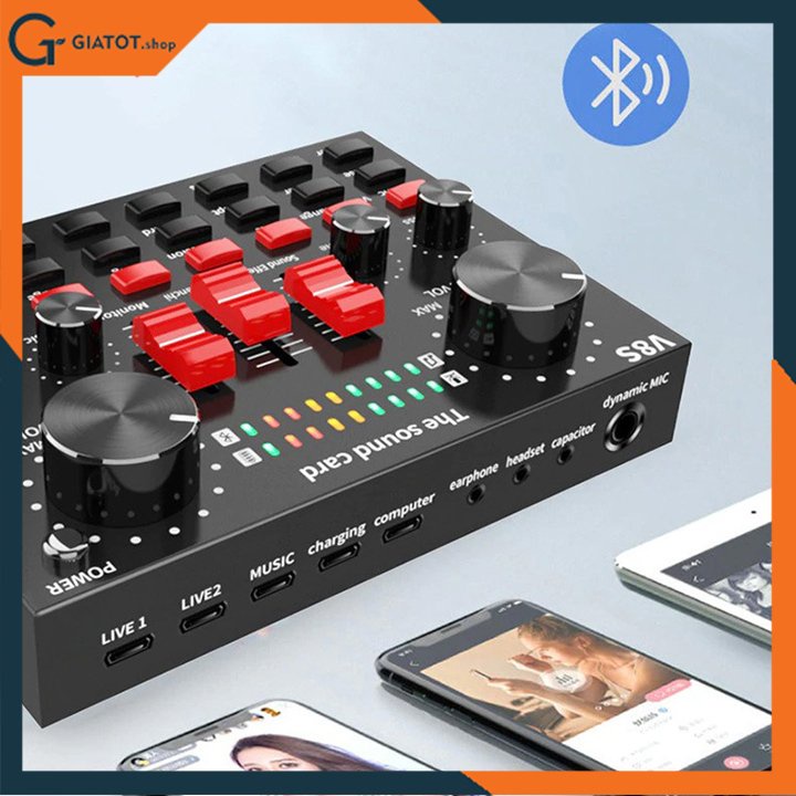 Combo micro thu âm BM900 và sound card âm thanh V8S tặng kèm tai nghe