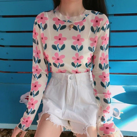 Áo Thun Lưới Tay Dài Chống Nắng Dáng Ôm Thời Trang Mùa Hè Mới Cho Nữ