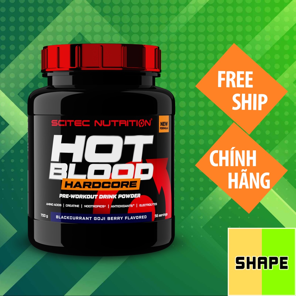 Scitec Hot Blood Hardcore + Quà 0 đồng | Pre workout Tăng Năng Lượng Sức Mạnh   - Chính hãng SHAPE