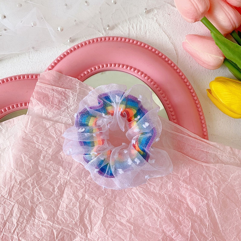 [Mã FASHIONCB232 hoàn tối đa 15K xu đơn 50K] Dây buộc tóc trang trí màu cầu vồng co dãn thời trang cho nữ | BigBuy360 - bigbuy360.vn