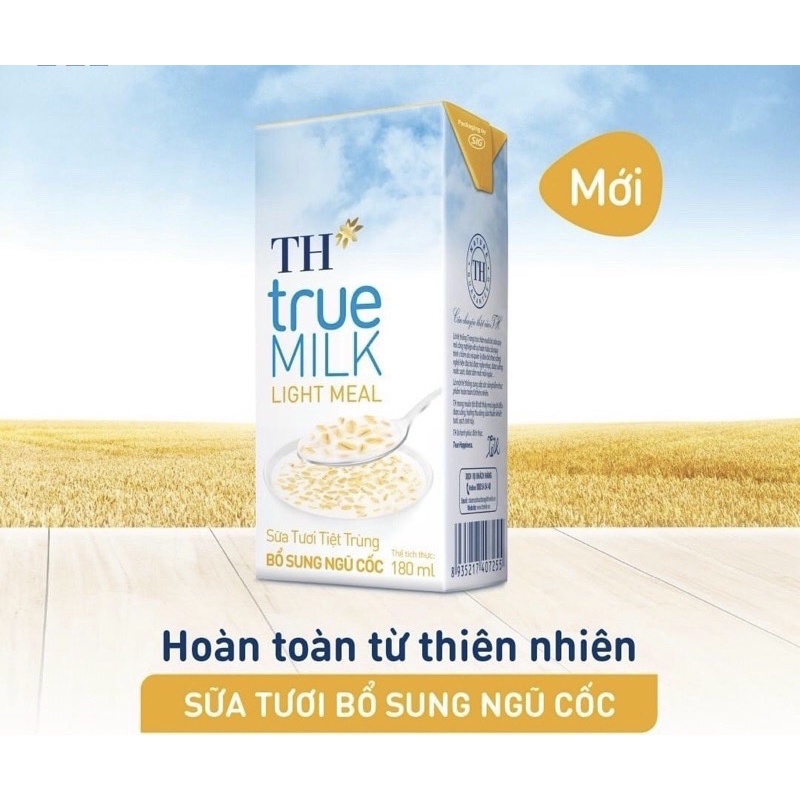 Sữa Tươi Tiệt Trùng TH Truemilk Light Meal Bổ Sung Ngũ Cốc - 1 Hộp x 180ml