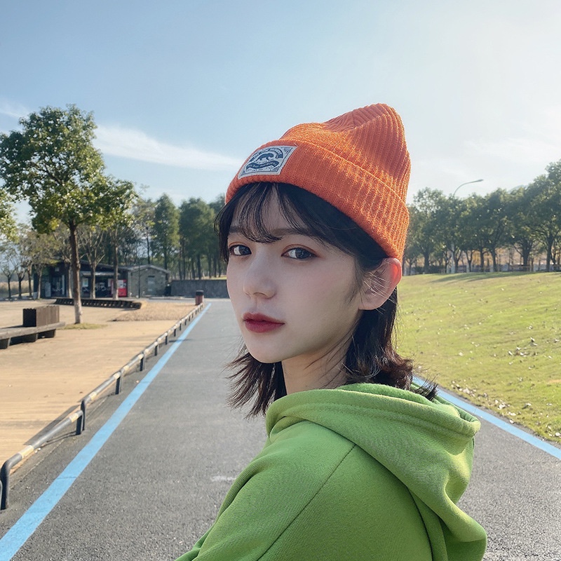 Mũ len dệt kim giữ ấm tai phong cách Nhật Hàn thời trang thu đông cho nam và nữ
