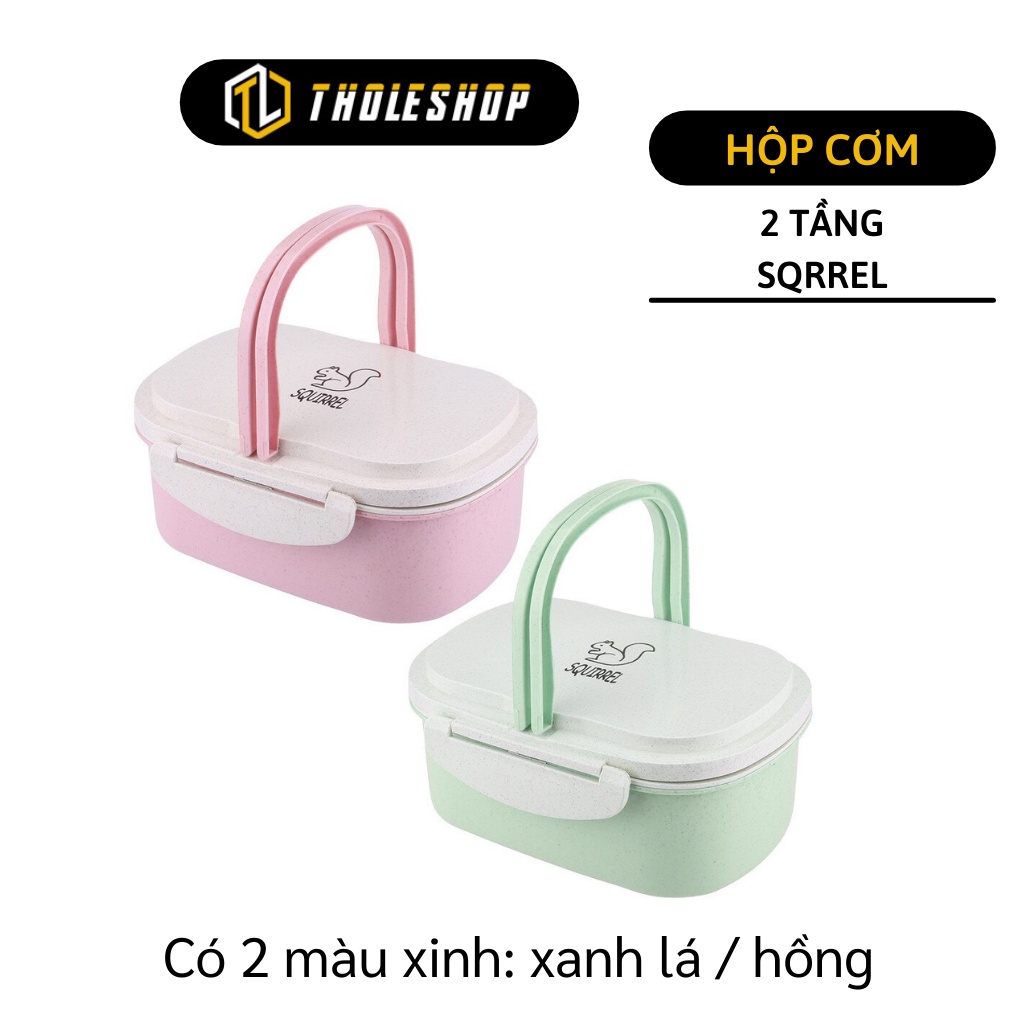 Hộp Đựng Cơm - Hộp Cơm 2 Tầng SQIRREL Lúa Mạch Thân Thiện Môi Trường Đi Học, Đi Làm 5634