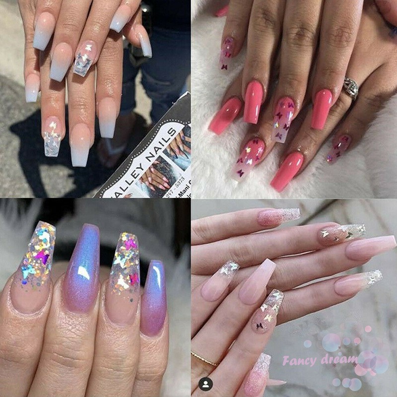 Bộ kim sa hình bướm 3D trang trí móng tay