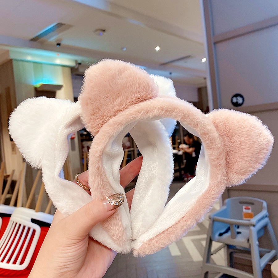 Cài tóc tai mèo bằng lông nhung dễ thương xinh xắn cho nữ