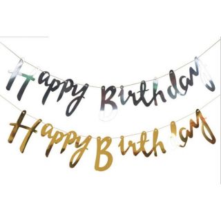 Sét dây chữ happy birthday ép ánh kim trang trí