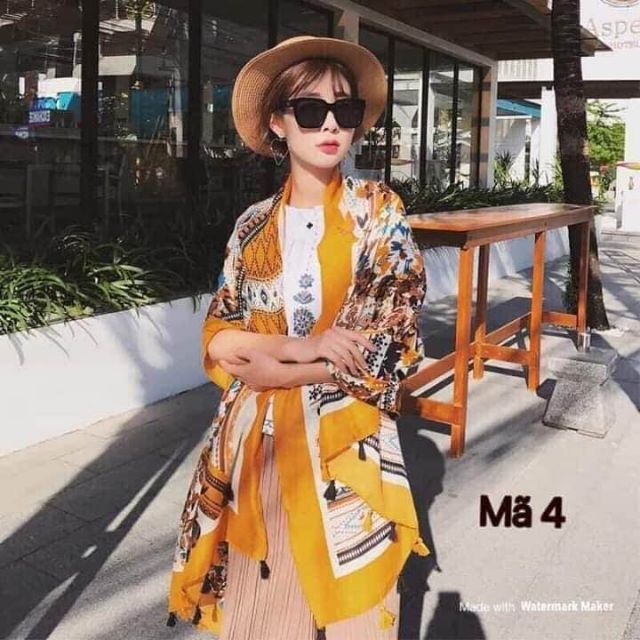 Khăn choàng UNIQLO cao cấp chất linen gân cotton hoạ tiết lập thể màu sắc độc lạ