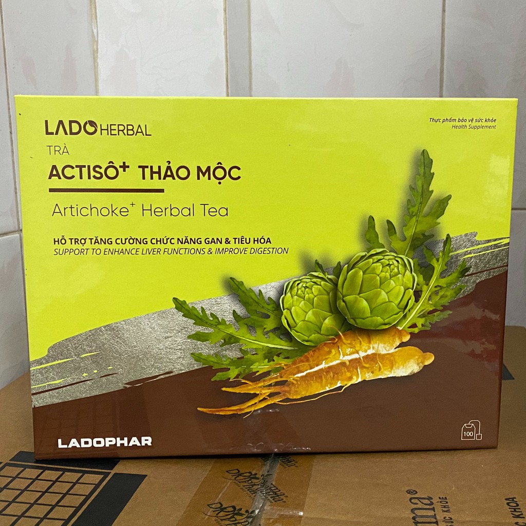 Trà Actisô+ Thảo Mộc Ladophar giúp ăn ngon ngủ ngon - Hộp 100 Túi Lọc