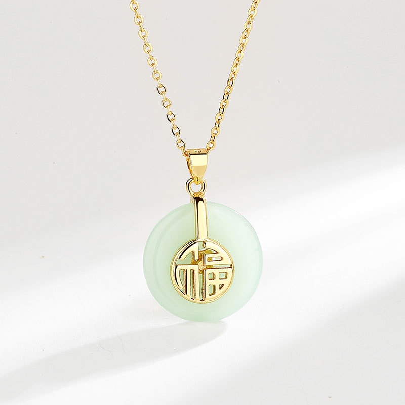 Vòng cổ Hai Mặt Đá Ngọc Bích Phong Cách Trung Hoa