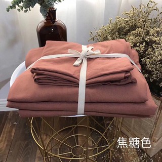 Bộ chăn ga gối cottong đũi nâu đất