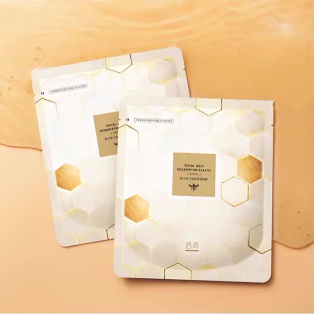 Mặt nạ sữa ong chúa Lucenbase sáp mật ong dưỡng ẩm chống lão hóa Royal Jelly Hexapeptide Elastic sáng da đàn hồi LUCB58