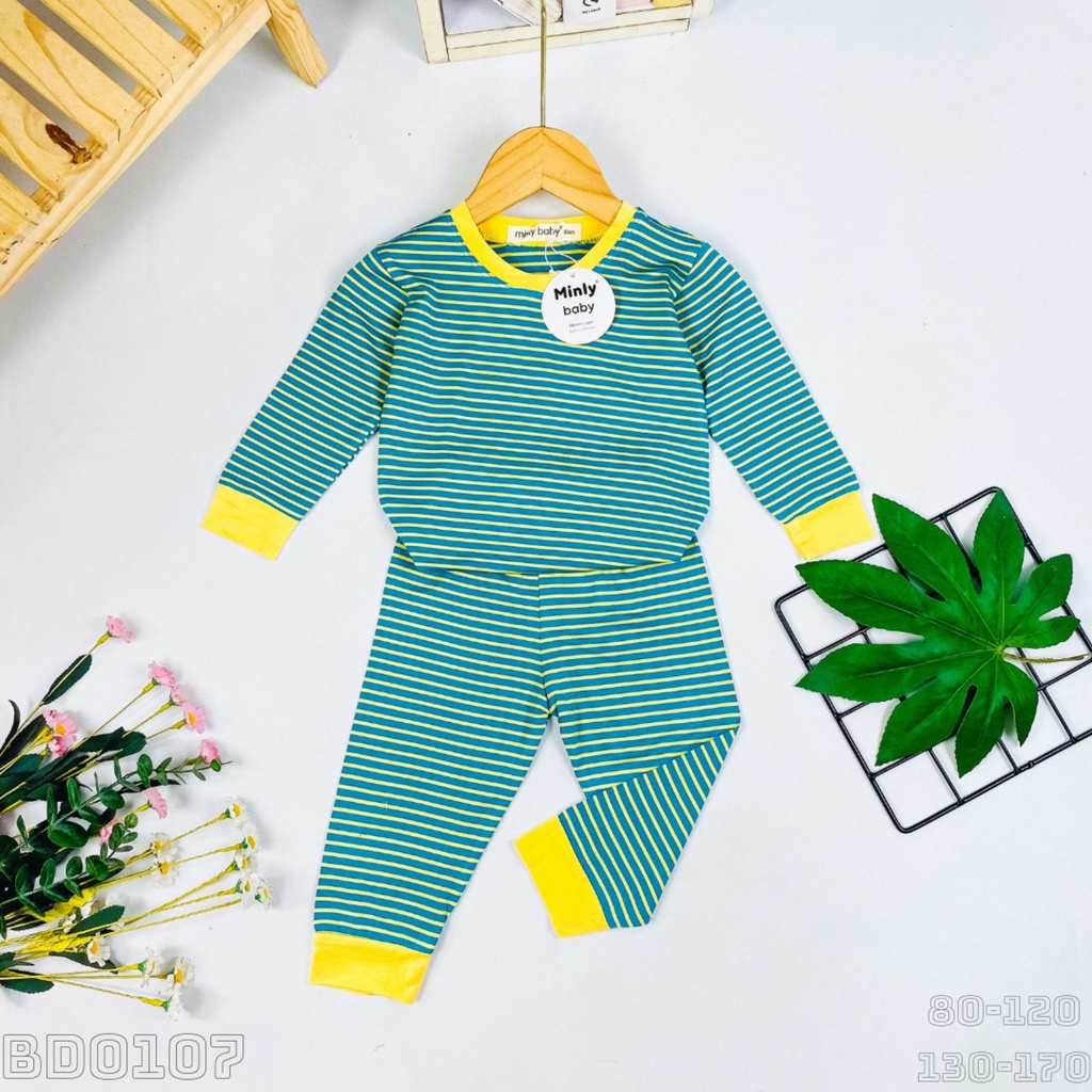 [BÉ 7-28KG] Bộ Dài Tay Bé Trai, Bé Gái Minlybaby - Hàng Chính Hãng Cao Cấp, Vải Visco Sọc Dệt - BD0107