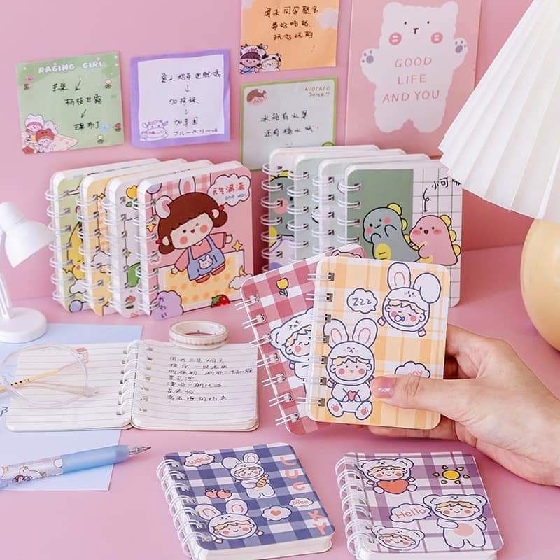 Sổ Tay Lò Xo A7 160 trang kẻ ngang Mini Hình Bơ, Hoạt Hình cute