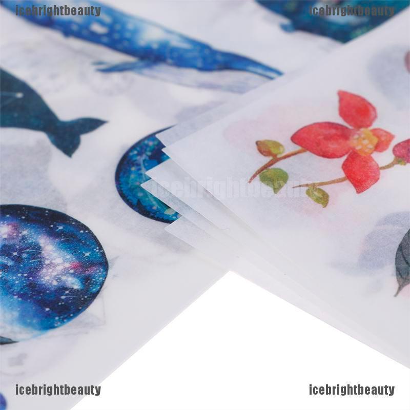 Set 6 tờ sticker dán trang trí hình cá voi/thực vật dễ thương
