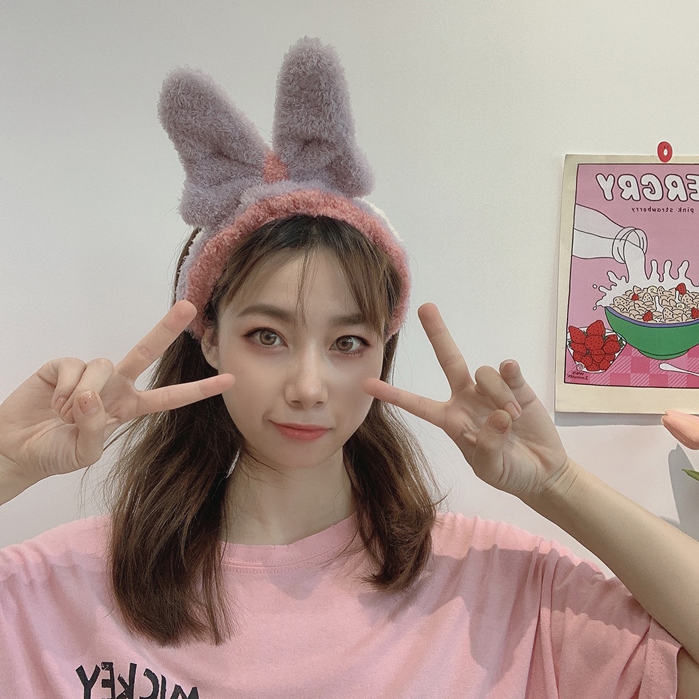 Băng Đô Rửa Mặt Trang Điểm Bằng Vải Lông Hình Bướm Hoạt Hình Dễ Thương Phong Cách Nhật Bản