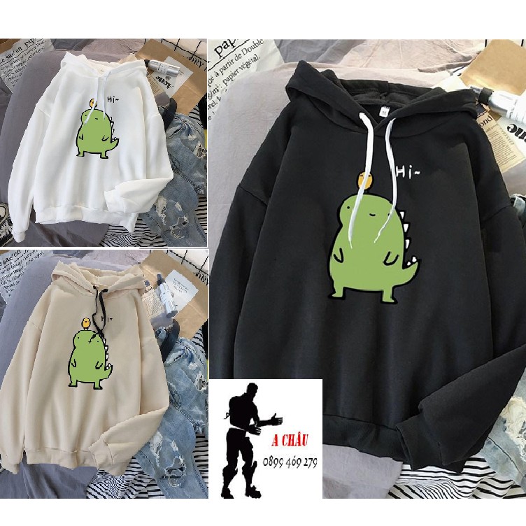 [Video thực tế] Áo hoodie hình khủng long con CNV146 siêu cute kiểu dáng tay lỡ form rộng thời trang E057