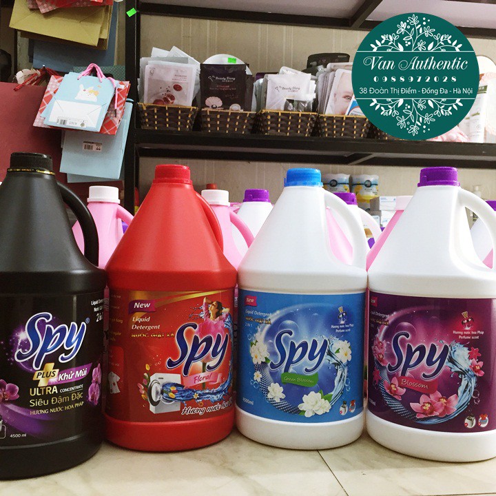 Nước Giặt Xả Spy 4500ml Hương Hoa Pháp Can Tím. Đỏ, xanh , đen