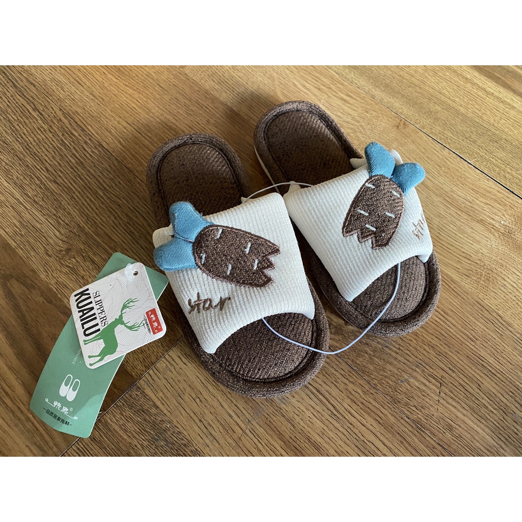 Dép đi trong nhà vải lanh thời trang cho bé dài chân 18cm