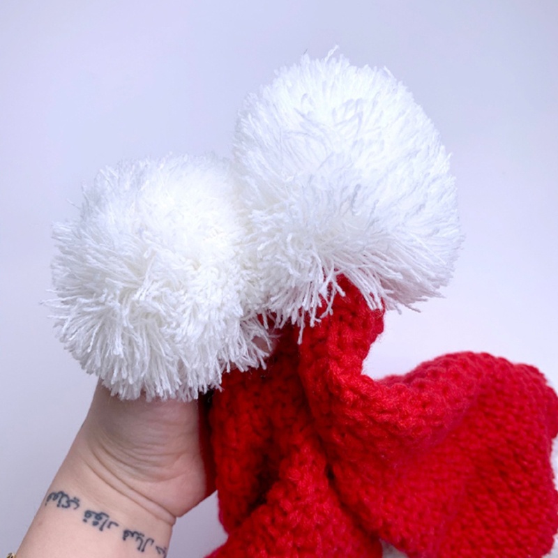 Mũ Ông Già Noel Đan Len Màu Đỏ Và Trắng Truyền Thống Thoải Mái Cho Người Lớn Hóa Trang