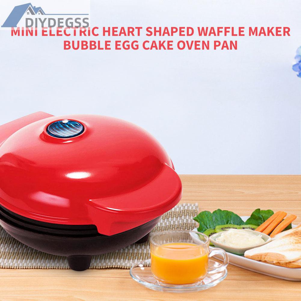 Diydegss2 Mini Electric Heart Shaped Waffle Maker Bubble Egg Cake Oven Pan Machine