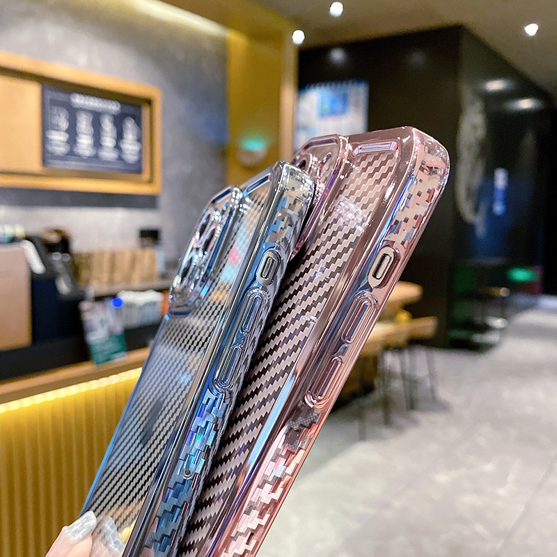 Ốp Điện Thoại Silicon Mềm Chống Sốc Họa Tiết Sợi Carbon Sang Trọng Cho iPhone 13 11 12 Pro Max XR X XS 7 8 Plus