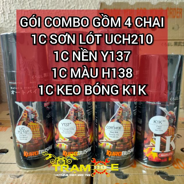 [ COMBO 4 CHAI ] SƠN XỊT SAMURAI MÀU ĐỎ ĐÔ HONDA UCH210 - Y137 - H138 - K1K