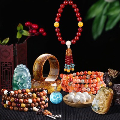 Zhuang xiu tự nhiên pha lê Garnet Vòng đeo tay hailanbao Mặt dây chuyền Tourmaline Vòng đeo tay Hổ Mắt Đá Phật hạt vòng 