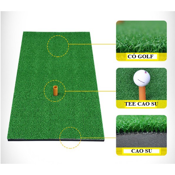 Thảm Golf Swing Kích Thước 30cm x 60cm - Tặng kèm tee cao su và bóng golf