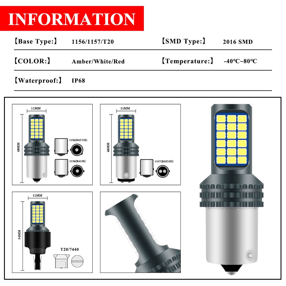 Đèn LED tín hiệu KEVANLY P21W 1156 BA15S BAY15D BAU15S PY21W T20 7440 W21W W21/5W