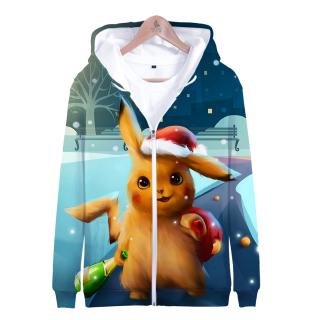 Áo Khoác Hoodie In Họa Tiết Pokemon 3D Có Khóa Kéo Thời Trang Cho Các Cặp Đôi