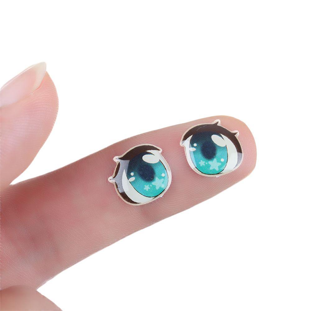 CLEVER Set 10 Cặp Nhãn Dán Kính Nhiều Kiểu Họa Tiết Đính Đá Pha Lê Trang Trí Mặt Ngôi Sao Hoạt Hình