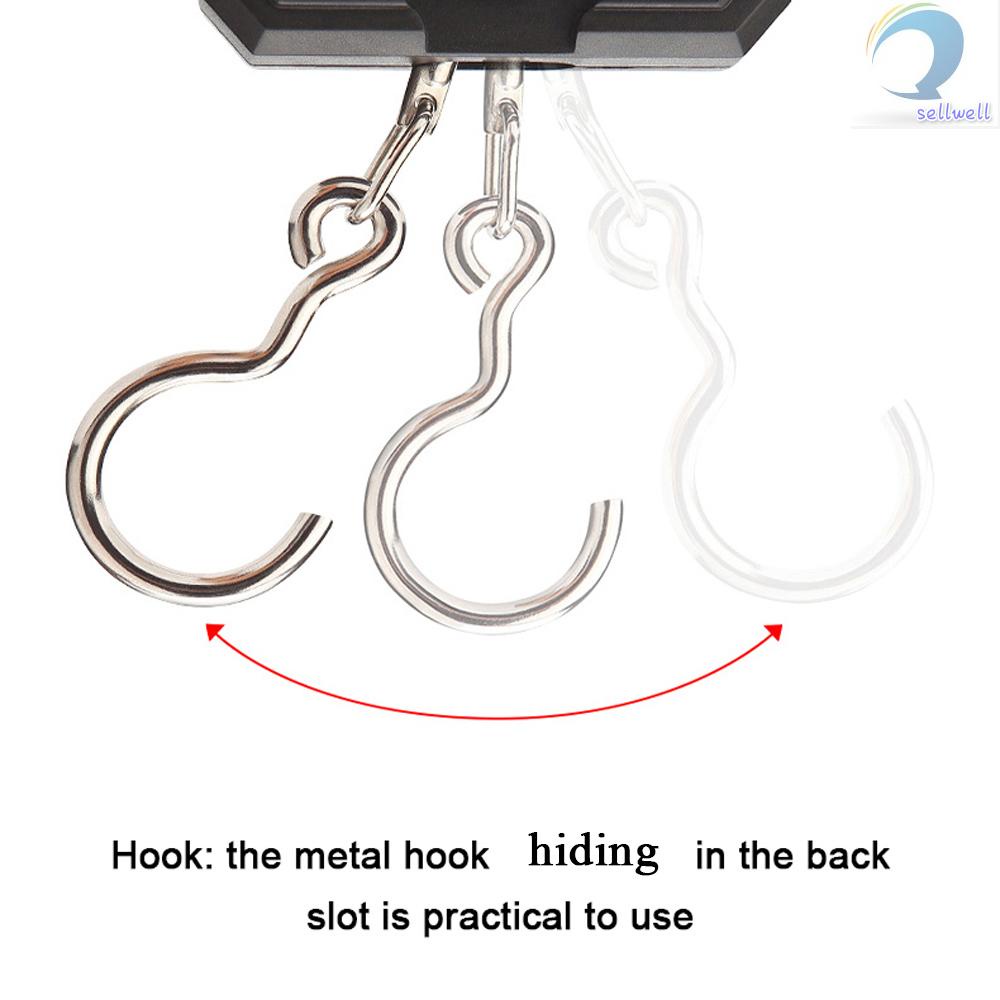 Cân Điện Tử Mini 50kg / 5g Màn Hình Lcd Có Móc Câu Cá Tiện Dụng