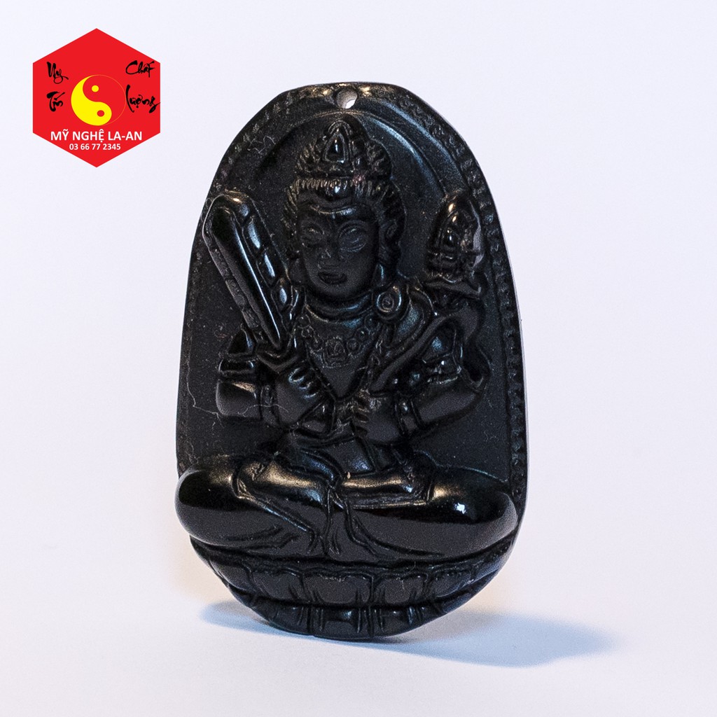 Mặt Dây Chuyền Phật Bản Mệnh - Bồ Tát Hư Không Tạng cho tuổi Sửu Dần -Obsidian 5cmx3cm tặng dây chuyền free