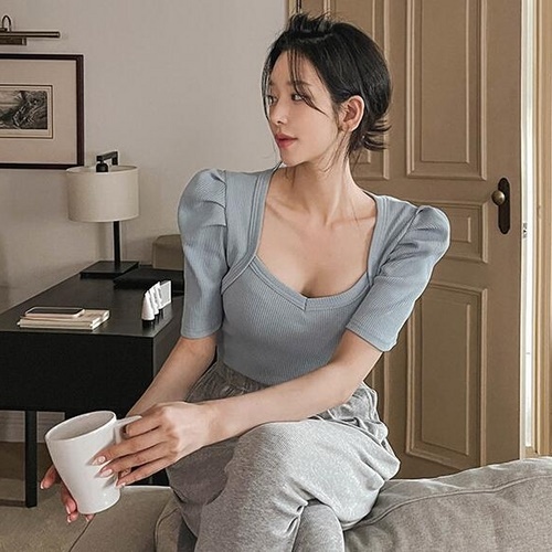 SUXI Áo Thun Tay Ngắn Dáng Ôm Màu Sắc Đơn Giản Phong Cách Hàn Quốc Thời Trang Hè Cá Tính Cho Nữ