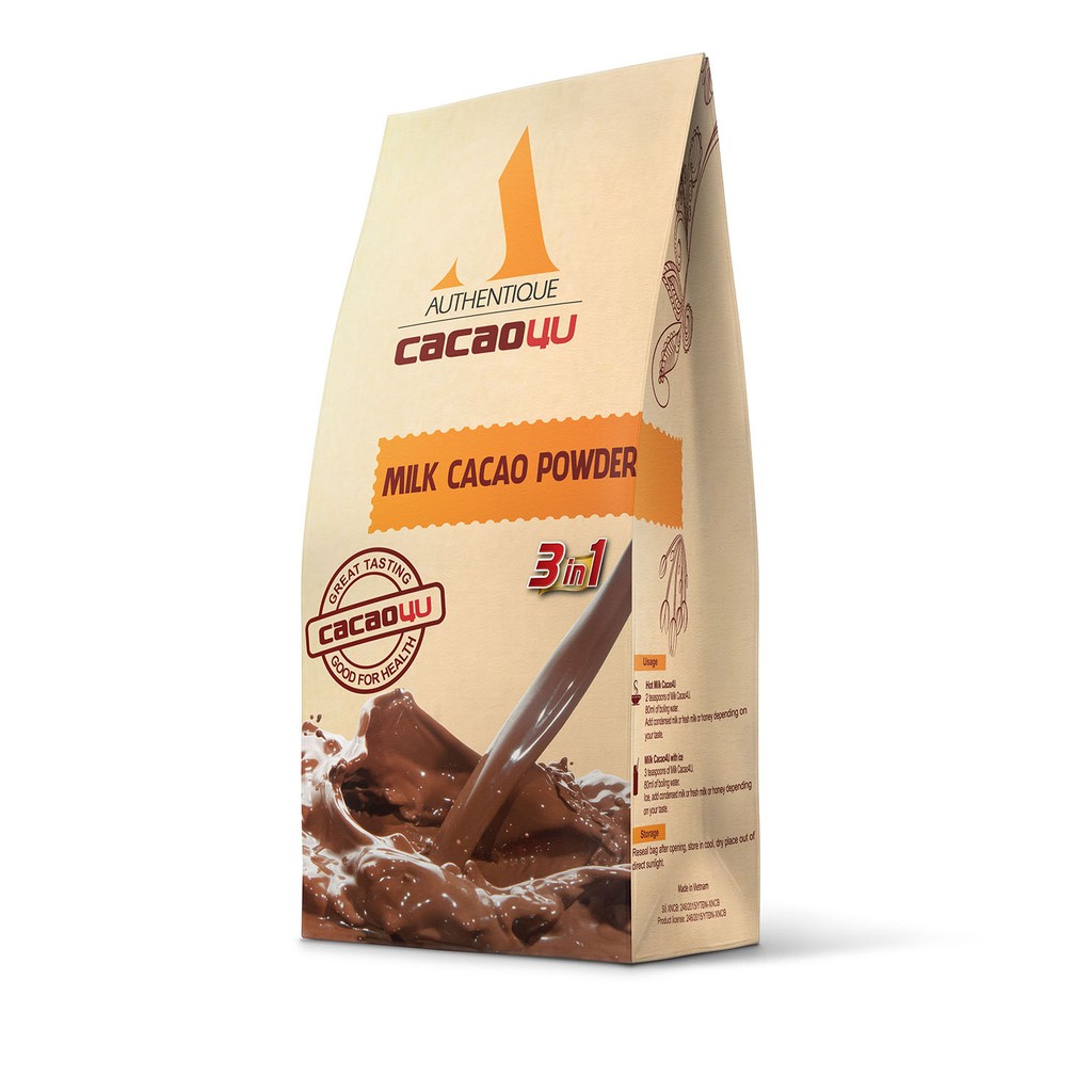 Bột CaCao Sữa 3in1 Túi Kraft 220g | DRINKING CHOCOLATE - Authentique Cacao