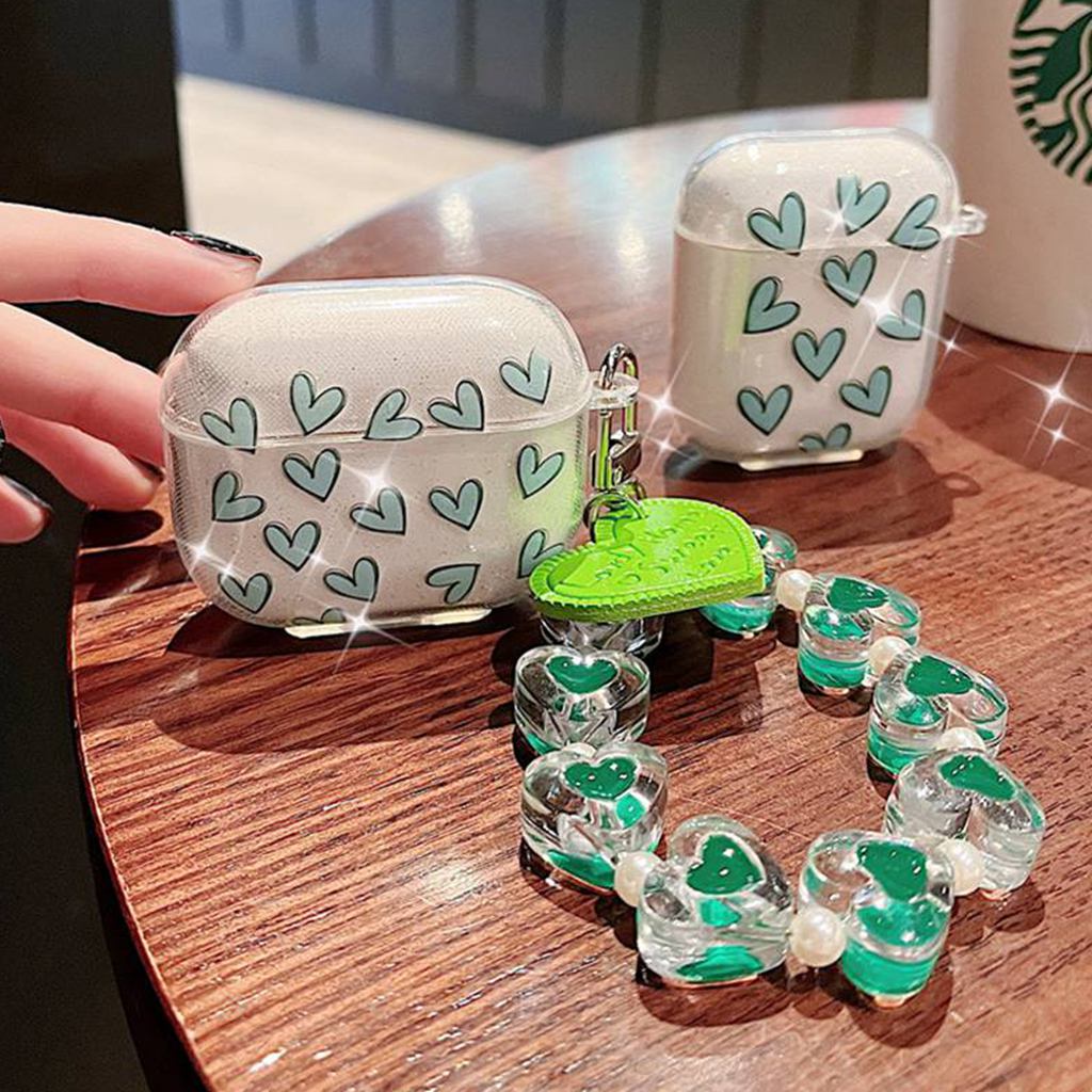 Vỏ Bảo Vệ Hộp Sạc Tai Nghe Bluetooth Airpods 1 2 3 Pro Bằng TPU Mềm Trong Suốt Lấp Lánh Phối Chuỗi Hạt