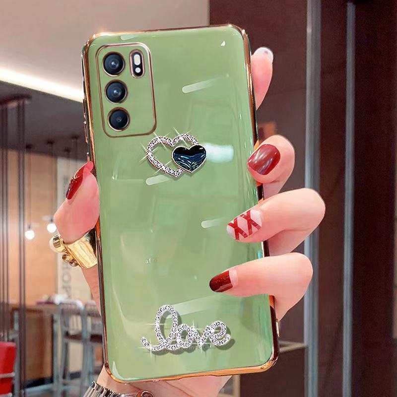 Ốp Điện Thoại Mềm Mạ Hình Trái Tim Lấp Lánh Cho Realme 8i 9i 9 Pro Plus C35 7 5 6 Pro