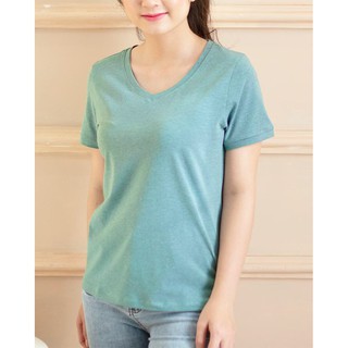 Áo thun nữ cổ tim - Xanh rêu