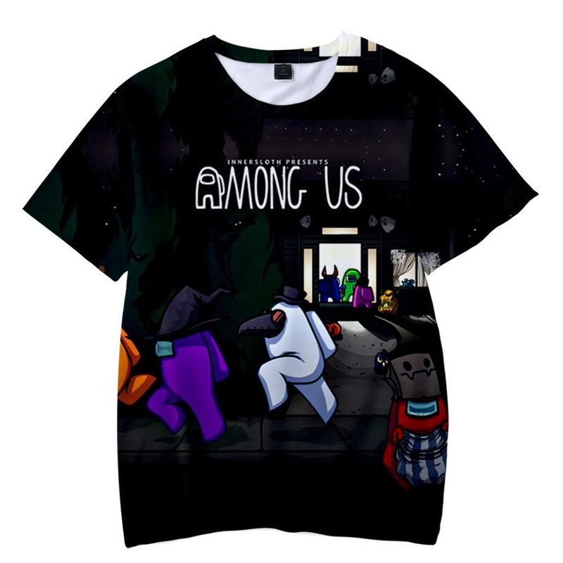 Game Among Us 3D Printed T shirt Short Sleeve Tee Cosplay Costume for Children