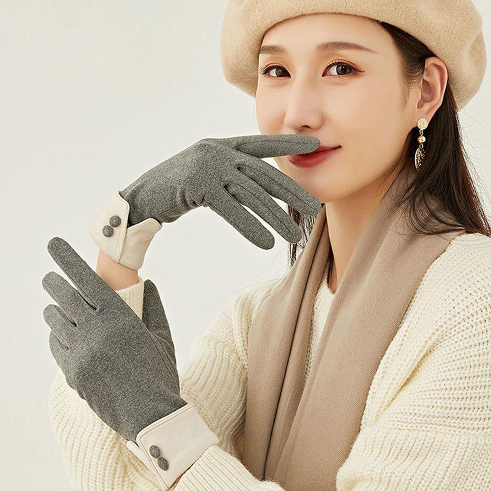 Găng Tay Nhung Hở Ngón Màu Trơn Đơn Giản Dành Cho Nữ Lái Xe Mùa Đông