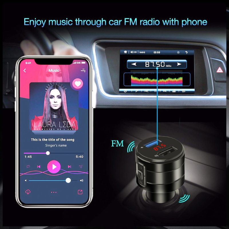Tẩu Sạc USB Kép Kết Nối Bluetooth Cho Điện Thoại / Máy Tính Bảng GPS