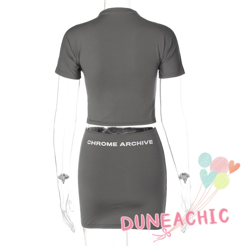 Set đồ DUNEA gồm áo thun lửng phối chân váy thời trang dành cho nữ