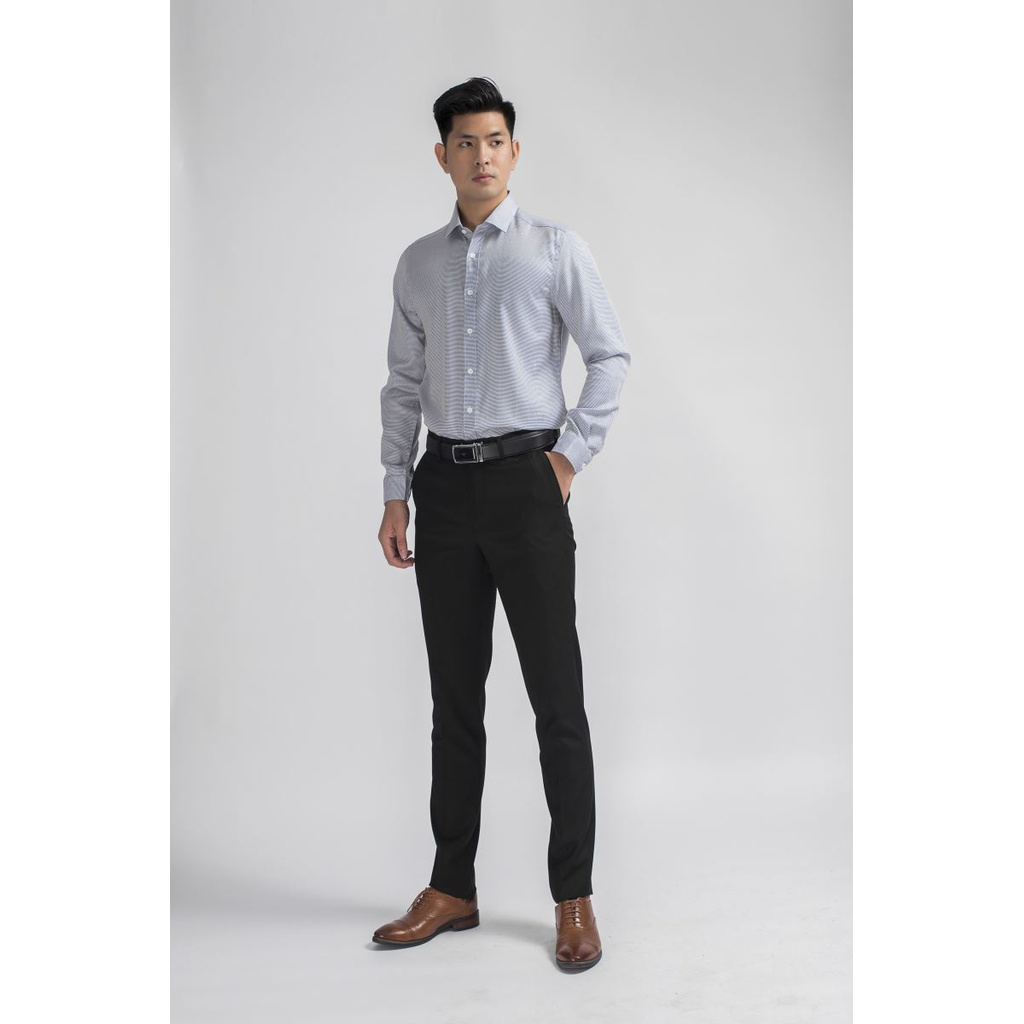 Áo Sơ Mi Nam Tay Dài Aristino ALS00108 Màu Caro Xanh Nhỏ Kiểu Dáng Regular Fit Chất Liệu Tencel