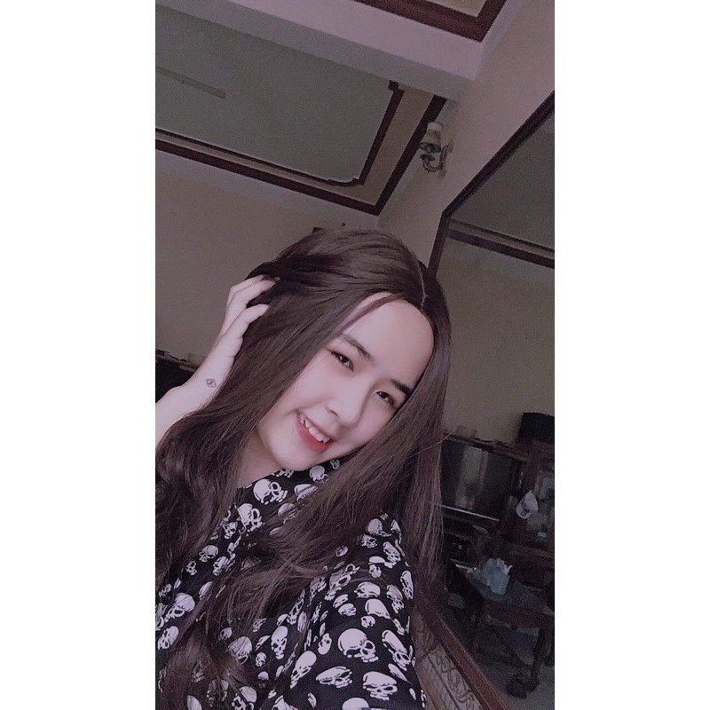 tóc giả 2 mái xoăn ❤️ freeship 50k❤️ tóc giả 2 mái hất xoăn+ tặng lưới chùm